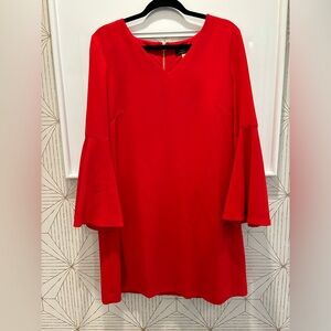 Tahari Bell Sleeve Red Dress
